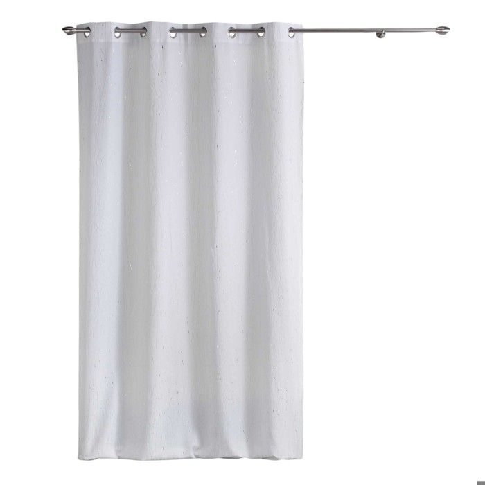 Rideau à œillets - EDEN - Filliane - 140 x 260 cm - Blanc - Filaments verticaux argentés