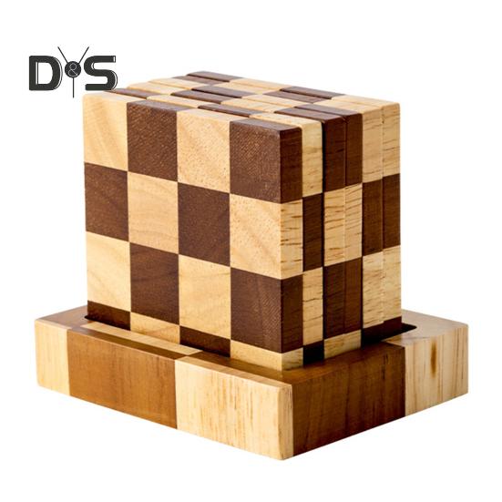 

6 шт. Деревянные подставки, впитывающие защитные подставки под напитки с держателем, поднос для чая, набор подставок в шахматном порядке для защиты стола 6pcs Square