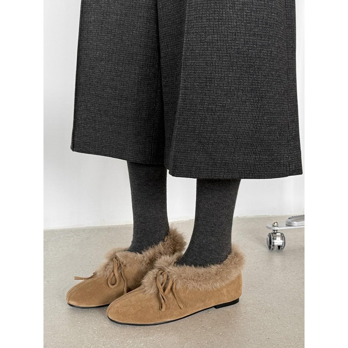 Туфли-лодочки с круглым носком на флисовой подкладке, женские пушистые туфли с внутренней платформой 35