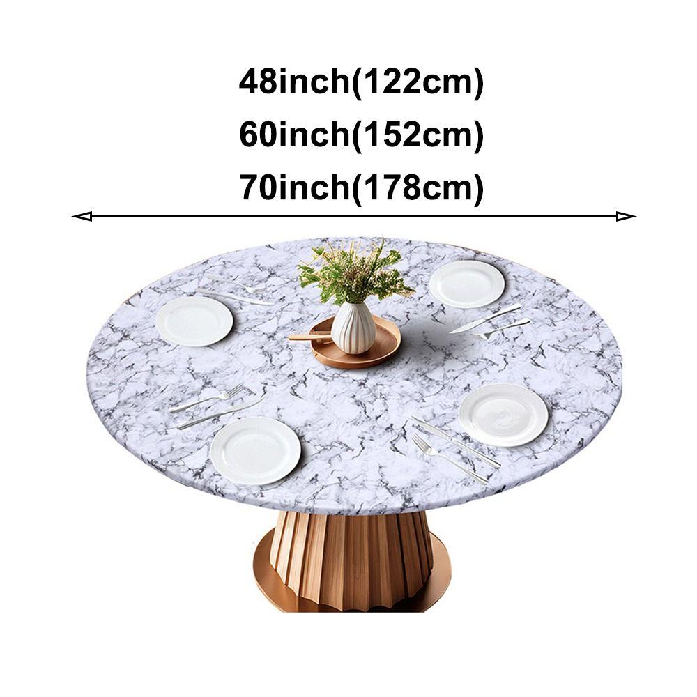 New PVC Round Tablecloth Elastic Edged Waterproof Table Cover Oil-Proof Waterproof Tablecloth Party Use