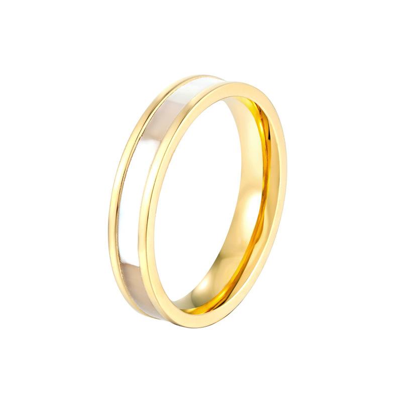 Titanium Steel White Shell Powder Shell Ring Ins Simple Ring Women's Fashion