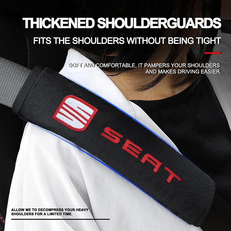 2Pcs Car Seat Shoulder Belt Cover Protector Pad Auto Accessories For SEAT Leon 5F Ibiza 5 6 MII Altea Toledo 3 Cordoba Alhambra