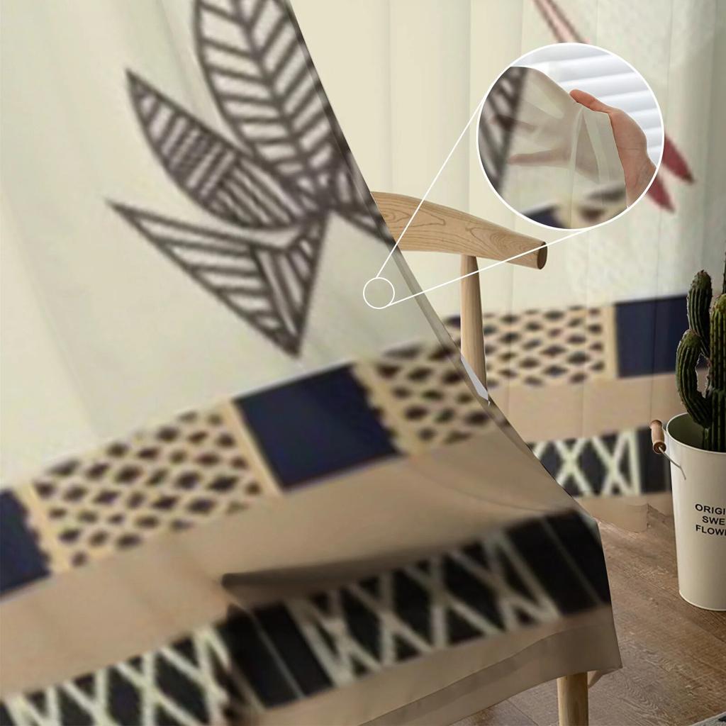 Abstrakte Bambus- und Kolibris-Vorhänge für Schlafzimmer, Wohnzimmer, Tüllvorhänge für Küchenfenster, Voile-Vorhänge