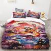 Copripiumino Demon Slayer Kimetsu No Yaiba Kamado Nezuko Anime Set Biancheria da Letto in Poliestere Set Copripiumino Stampato Cartone Animato Decorazione per la Casa
