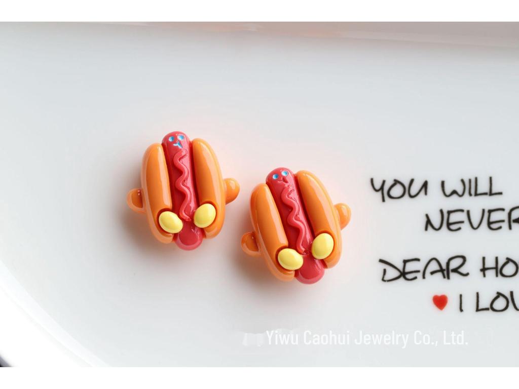 Lipici cremos cu desene animate Blush pentru bijuterii DIY lucrate manual - Temă hamburger și cartofi prăjiți