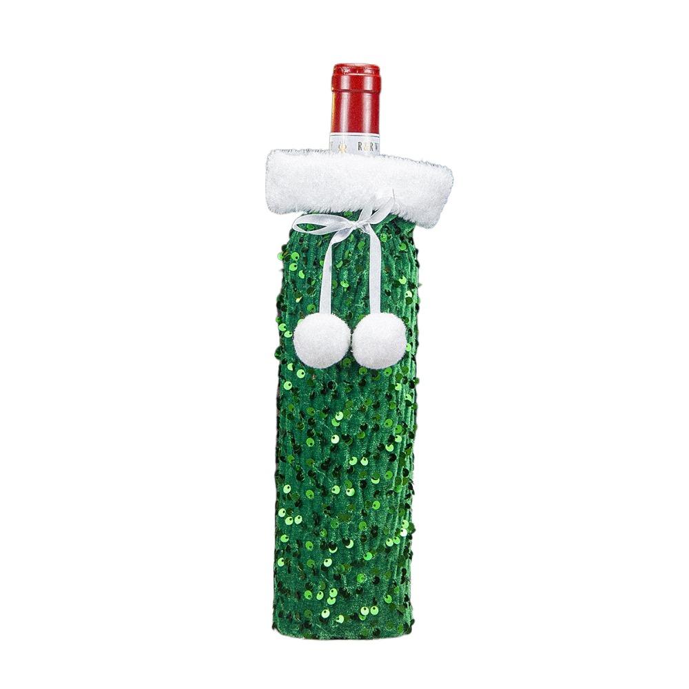 Cute Xmas Wine Bottle Cover Plush Ball Non-woven Christmas Wine Bottle Bags Sparkling Dust-proof Santa Claus Wine Bags
