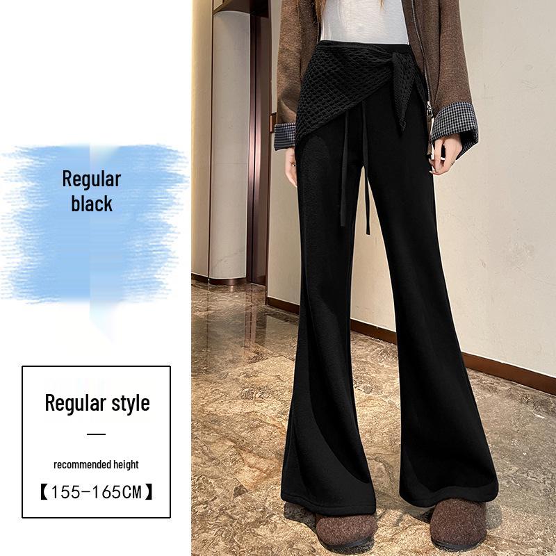 Women s High-Waist Cashmere Velvet Flare Pants - Fashionable Floor-Length Bell Bottoms with Crotch Cover 2XL