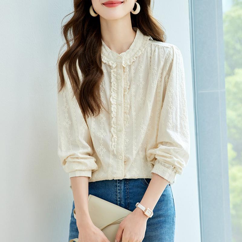 Langarm-Shirt für Damen im Sommer Pendeln Koreanisches Lockeres Oberteil