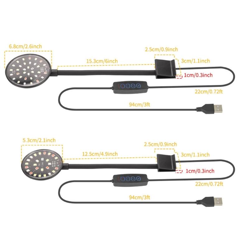 Fish Tanks LED Light Clip Aquariums Light with Flexible Clip Arm Adjustable Angles for Bright Illuminations