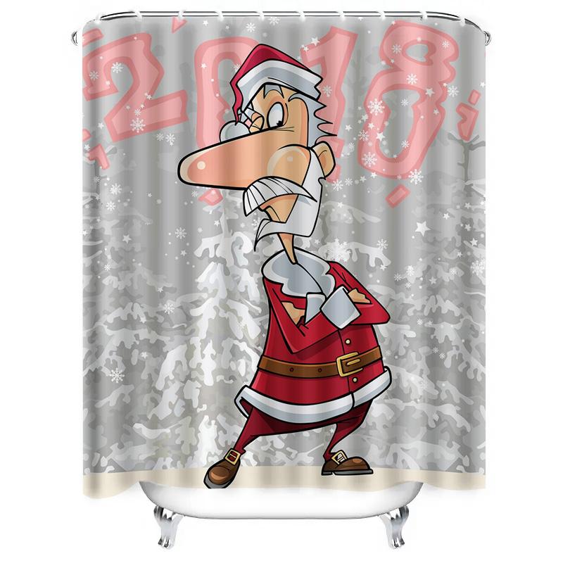 TU Weihnachtsmann Duschvorhang Weihnachten Badezimmer Dekoration Festliche Feiertage Wasserdichtes Stoff Hintergrund für Badewanne