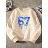 Kids Sweatshirt Over 4Y Unisex Boys Girls Holographic Rainbow Drip Number 67 Graphic Crewneck Soft Long Sleeve Pullover For 4-12 Years Old Children
