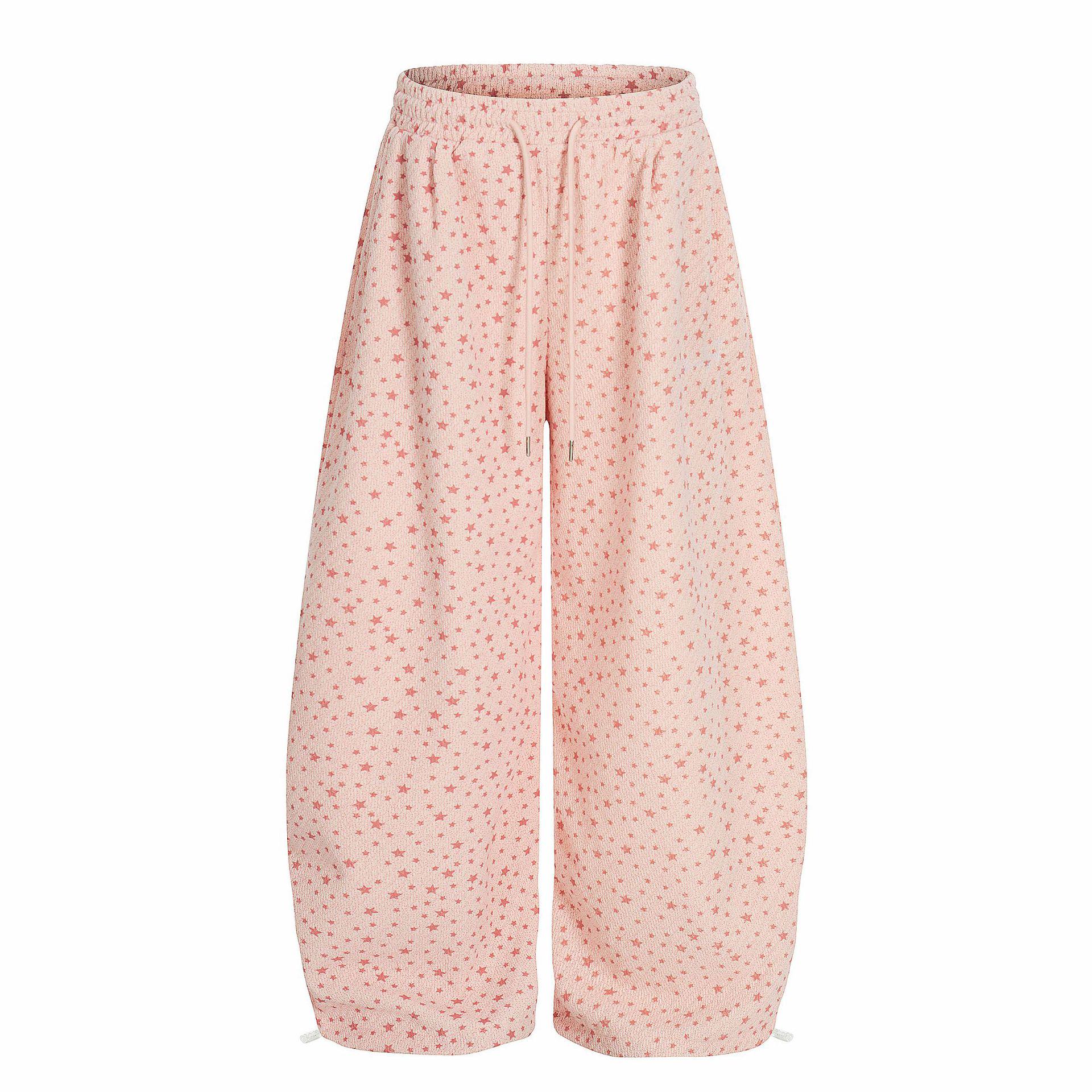 

Spring 2026 Women s Star Pattern Casual Loose Pants Large розовый