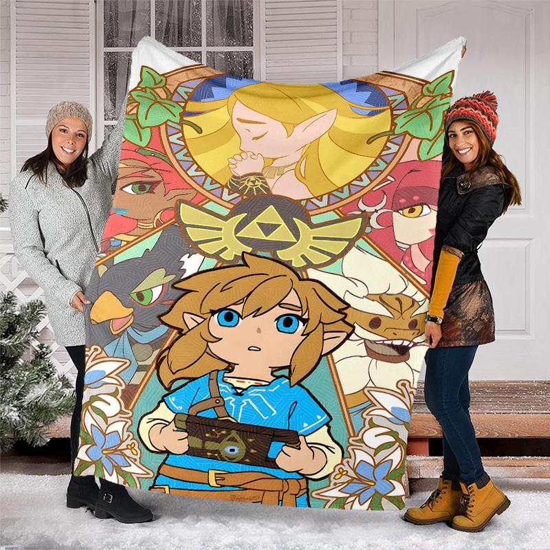 1pc Game Zelda Theme Blanket - Digital Print, Polyester, Cozy for All Seasons, Perfect for Outdoor, and Travel