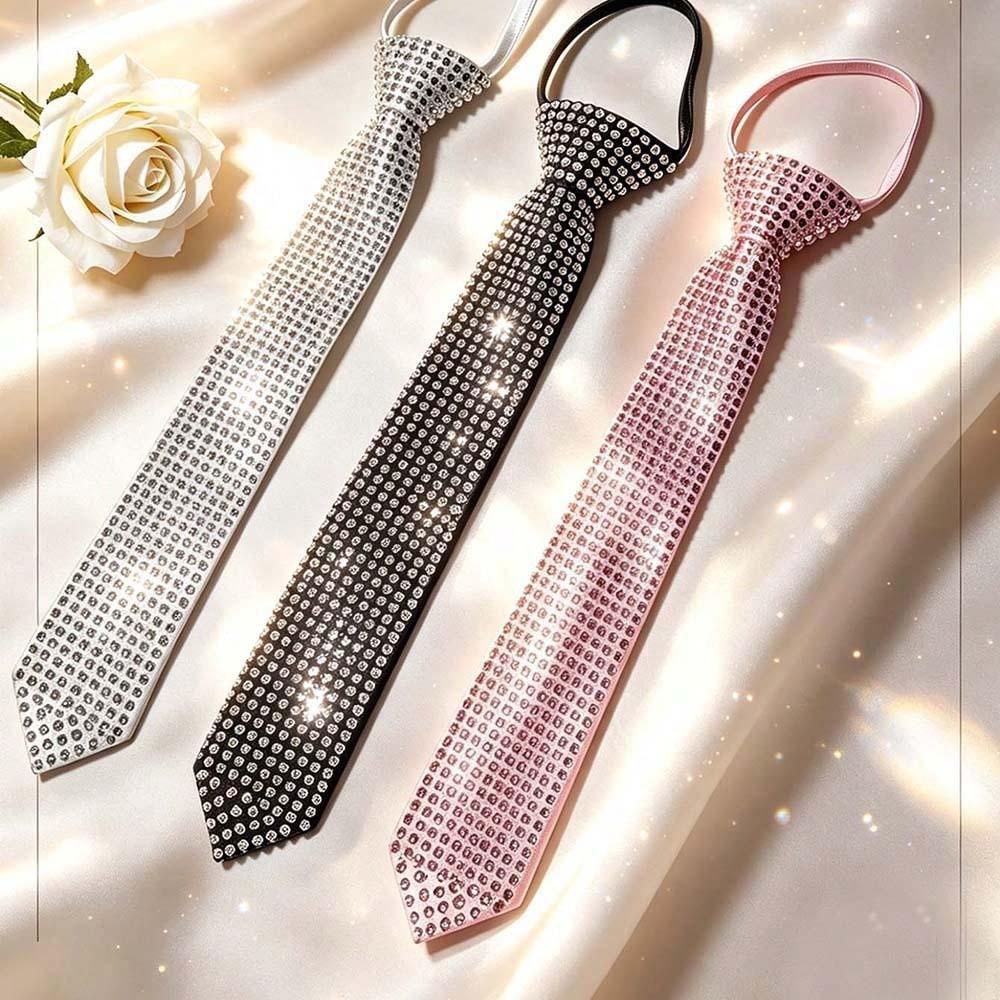 Diamond Encrusted Narrow Tie With Arrow Shape For Men And Women Perfect For Formal And Casual Wear