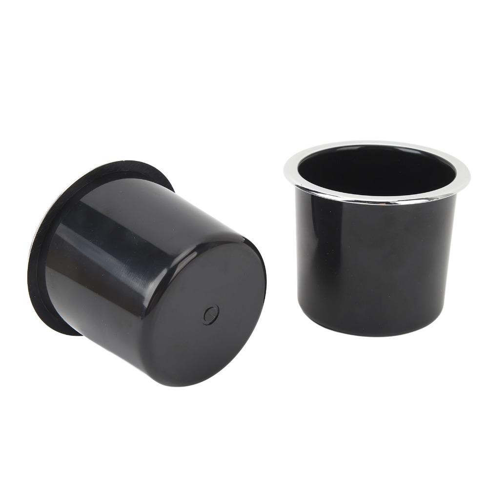 2 Pcs Recessed Black Cup Holder with Silver-plated Edges 73mm Can Holder 2.87 Inch Drink Holder Couch