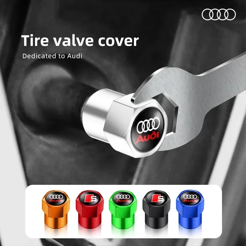 4 Pièces Bouchons de Valve de Pneu en Aluminium Bouchons Gonfleur de Pneu de Voiture Accessoires Style Pour Q5 C7 C6 C5 Q3 Q5 Q7 TT A1 A3 A4 A5 A6 A7 A8