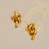 New Korean Fashion Stainless Steel Earrings For Women Trending Gold Color Simple Knot Earrings Ladies Accessories