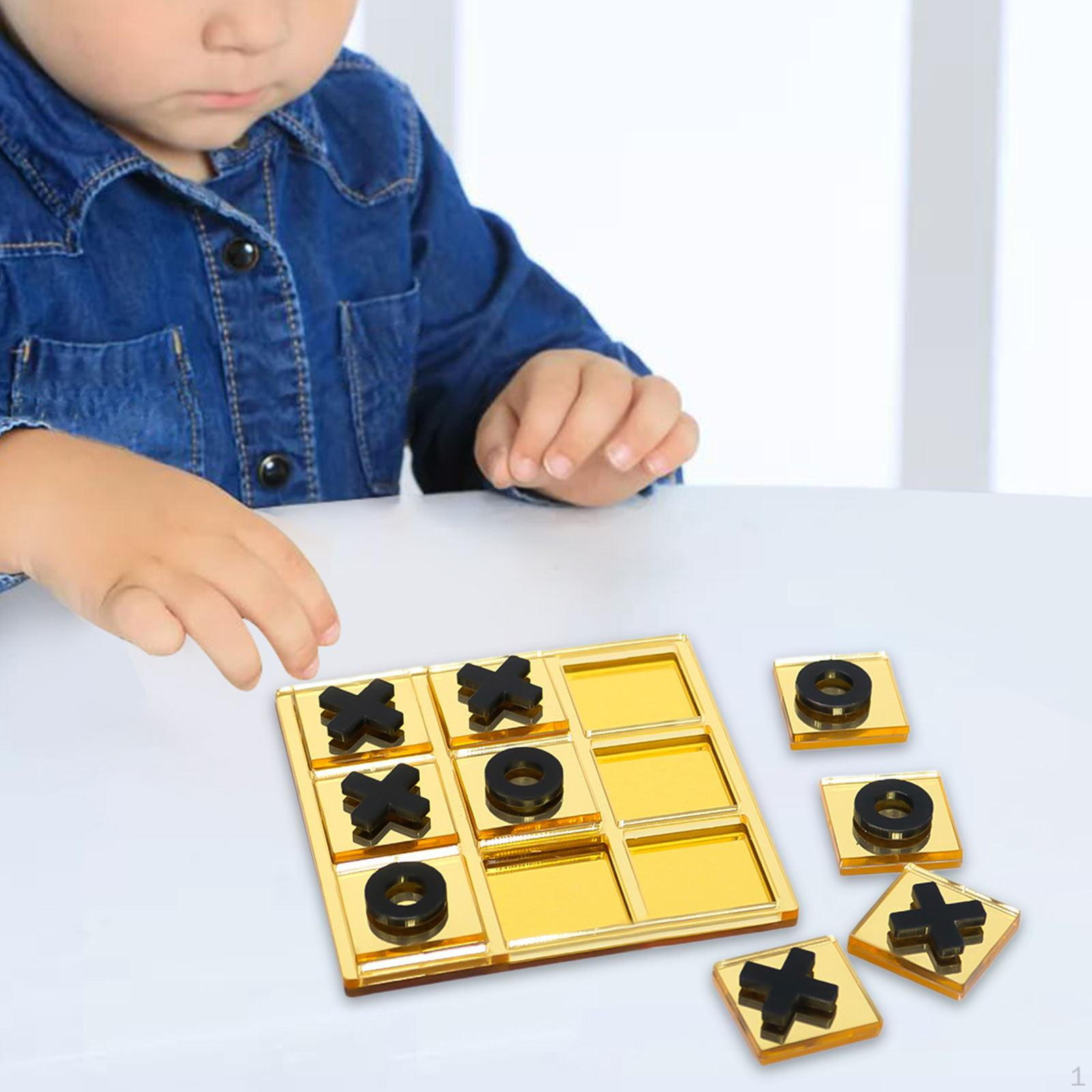 

Акриловые игры в крестики-нолики, настольные игры, головоломки, стратегия XO, декоративные для всей семьи золотистый