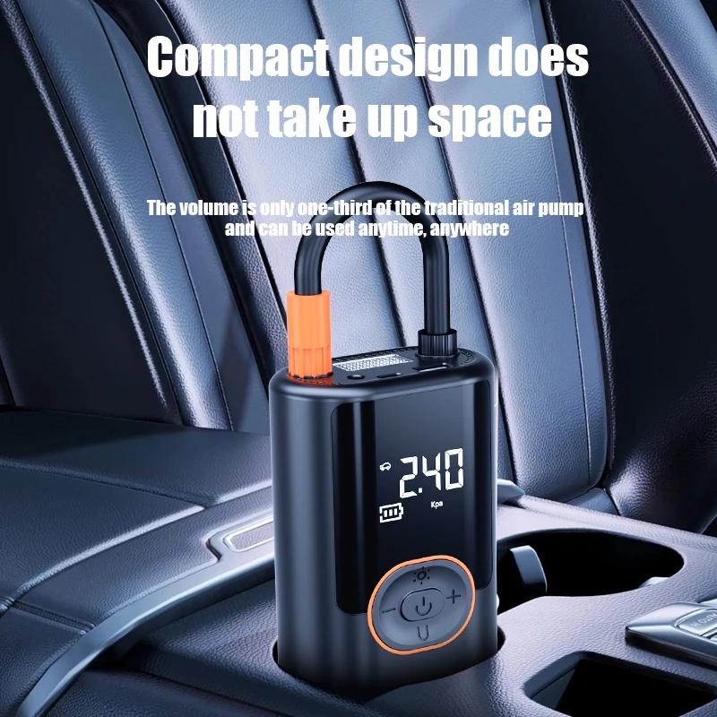4000mAh Mini Air Pump with Digital Led Screen Portable Air Compressor Digital Display Power Bank for Car Motorcycle Charging