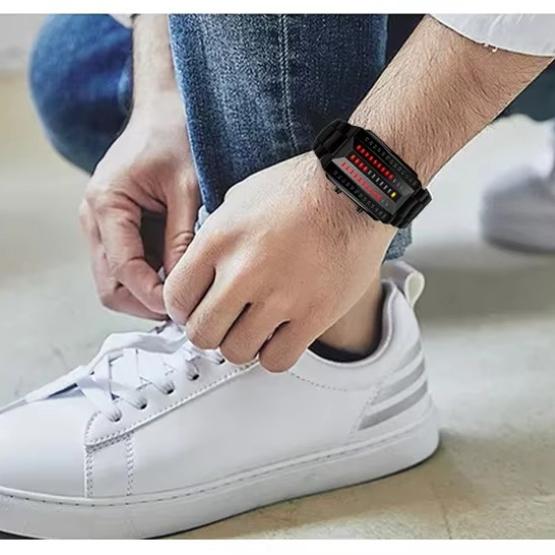 LED-Mode-Armbanduhr Unisex Herren Damen Geschenk Digital Lava Display Edelstahlband Armee Sport Vintage Retro Casual