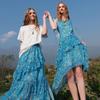 SanCai Summer 2026 High-Waist Floral A-Line Chiffon Skirt