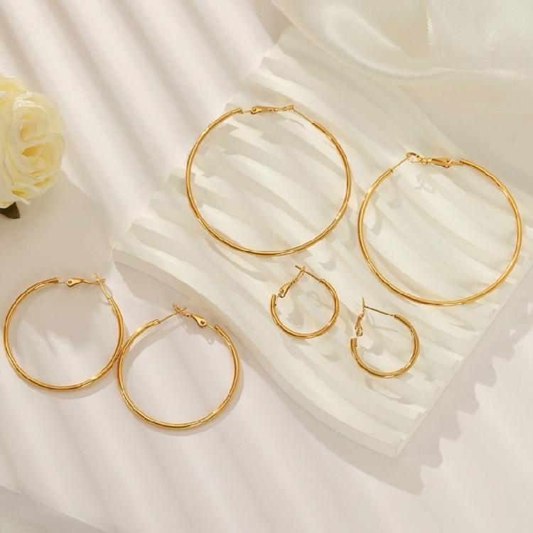 Stainless Steel Round Earrings Stylish Hoop Earring Women Girl Geometric Earwear