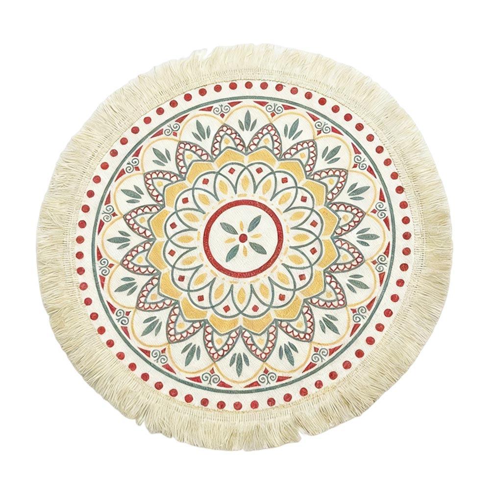 Natural Heat Resistant Bohemian Placemat Non-Slip Weave Braided Table Mat Jute Tassel Woven Mat Kitchen Table