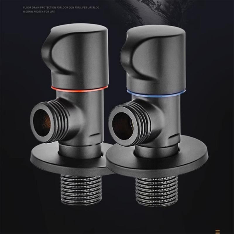 Valvola ad Angolo in Ottone Nero Valvola di Controllo Acqua Valvola a Gomito Rubinetto Bagno Valvola Acqua 1/2*1/2 Valvole ad Angolo Nere