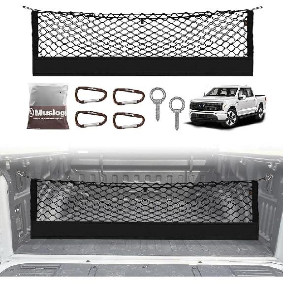 Muslogy Truck Bed Cargo Net Compatible With Honda Ridgeline 2017-2024 2025 Accessories Storage Organizer Pickup Truck Bed Envelope Style Cargo Net