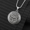 Vintage Masonic Omniscient Eye Hexagram Men's Circle Pendant Necklace