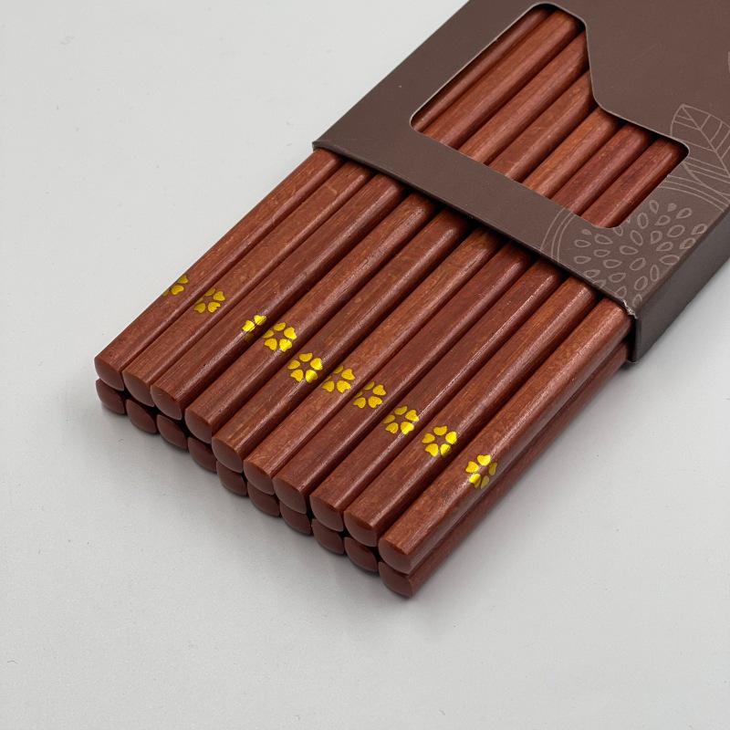 2025 High-End Anti-Mold Golden Cherry Blossom Bamboo Chopsticks – Anti-Slip & Heat-Resistant for Home Use 1 Pair Golden Cherry Blossom