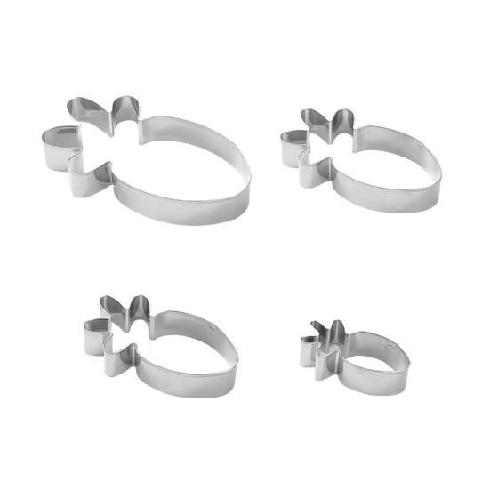 4Pcs/Set Cake Mold Rabbit Carrot Design Cookie Cutter Set Stainless Steel 430 Non-Stick Fondant Biscuit Mold