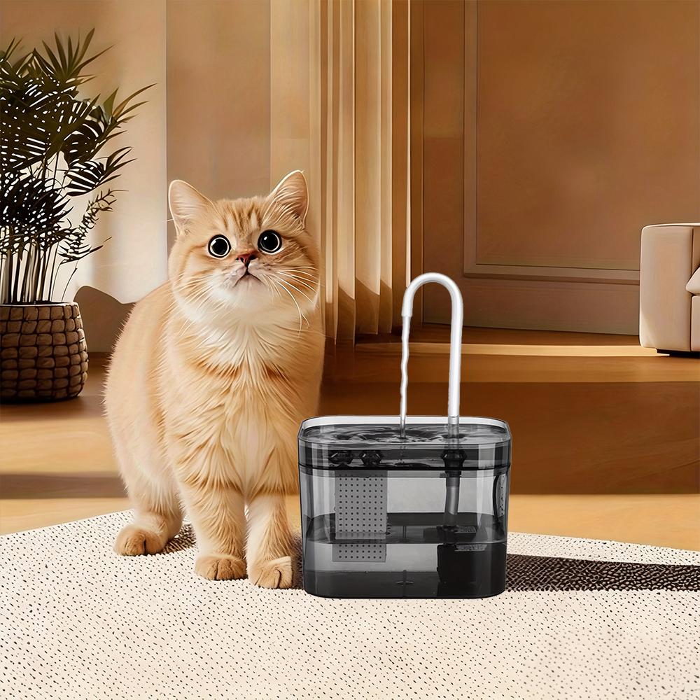 1,5L Haustier-Wasserbrunnen für Katzen Hunde Transparent Schwarz Anti-Trockenlauf Elektrisch Zirkulierender Wasserspender mit Filter