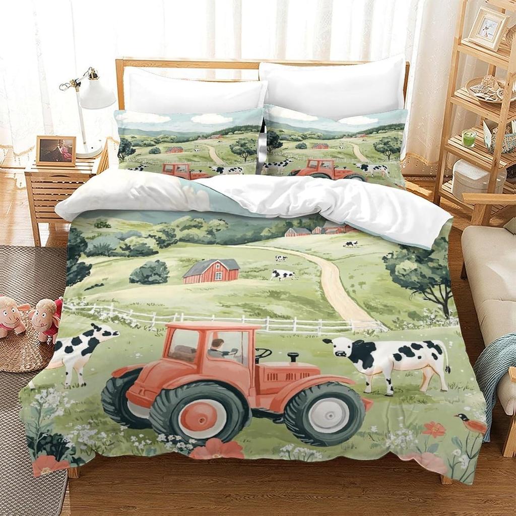 Tractor Creativity Printed Tractor Duvet Cover Microfiber Bedroom Decor Rustic Farmhouse Bedding Set Soft Breathable For Teens