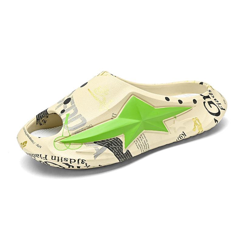 Summer Slippers Large Size Couple Style Home Leisure One-word Drag Thick Bottom Stepping On Shit Feeling Outside Wearing Beach Cool Slippers