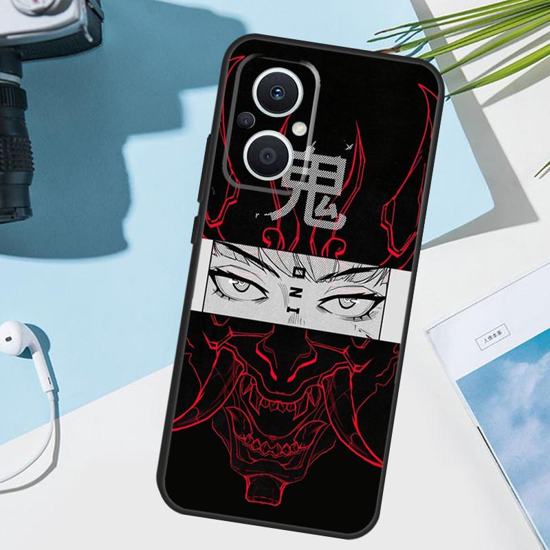 Japanese Hannya Oni Mask Cover For OPPO Reno 14F 13F 12F 11 F 10 12 13 14 Pro 7 8 Lite OPPO Find X9 X8 X6 X5 Pro Case