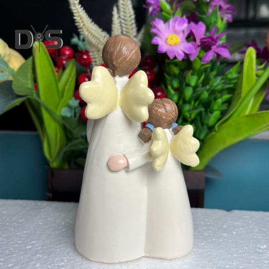 Figurină de înger din rășină, statuie de înger, mamă, fiică, ornament de masă, simbol de dragoste pentru mama fiică, ornament cadou pentru decorarea interioară