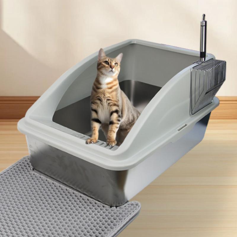 Stainless Steel Cat Litter Box Enclosed Large Cat Toilet Deodorizing Easy To Clean Pet Supplies Anti-corrosion Cat Bedpans