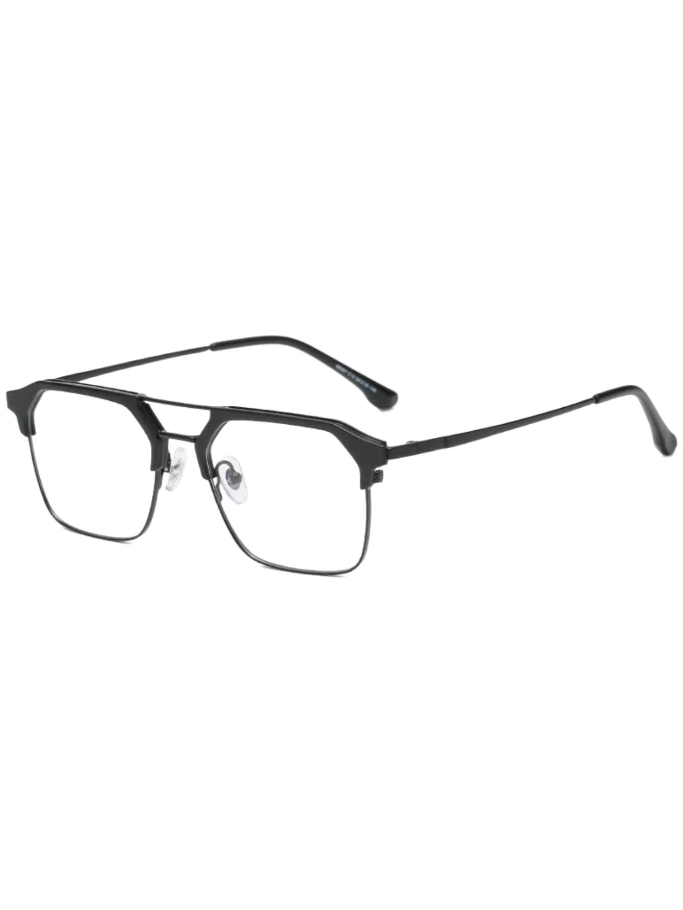 

Double Beam Black Eyebrow Reading Glasses Mens Black Frame Anti Radiation Business Flat Mirror Old Glasses 3.5