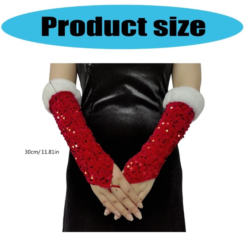 Sequins Gloves Long Fingerless Gloves Dance Gloves Halloween Costume Accessories for Women Masquerade Christmas Wedding