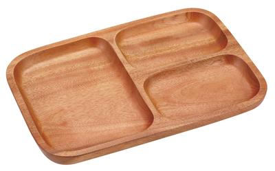 Captain Stag Wooden Tableware Divided Plate Woodbreath Plate, Square, 3, UP-2609