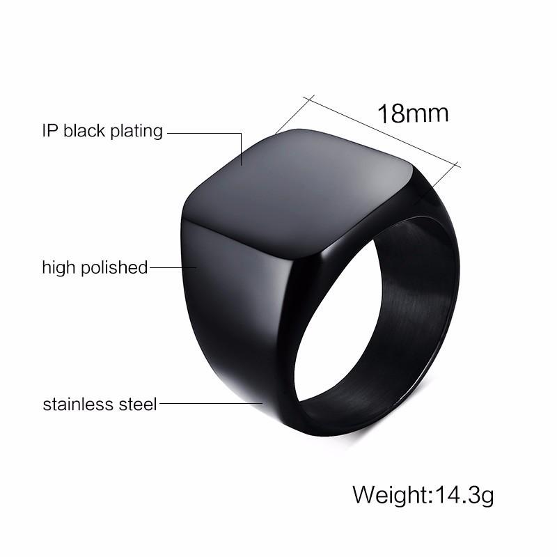 Mens Stamp Ring,Black Stainless Steel Letter Ring Chunky Ring,Rock Punk Jewelry Gift for Him