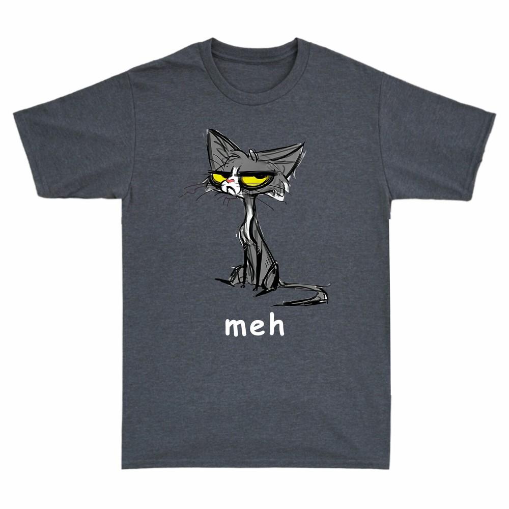 Funny Meh Cat Cat Lovers Unisexs Tshirt Cat Lover Kitty Gift Short Sleeve Tee New