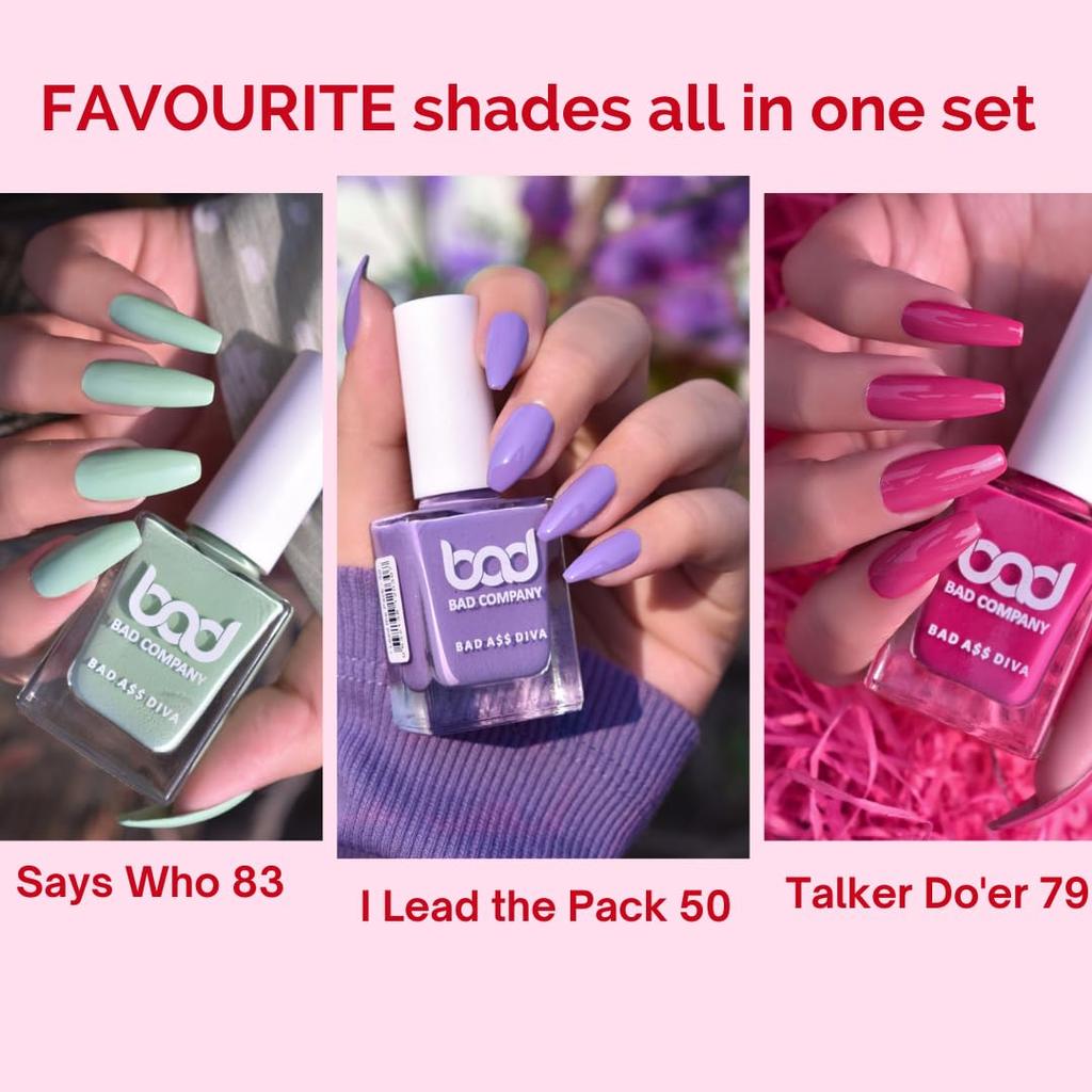 No Toxin Nail Polish Combo (10Ml Each X 3) | Long Wear, Quick Dry, Chip Resistant Nail Paint | Vegan, Cruelty-Free | Gel Nail Polish Creme Finish