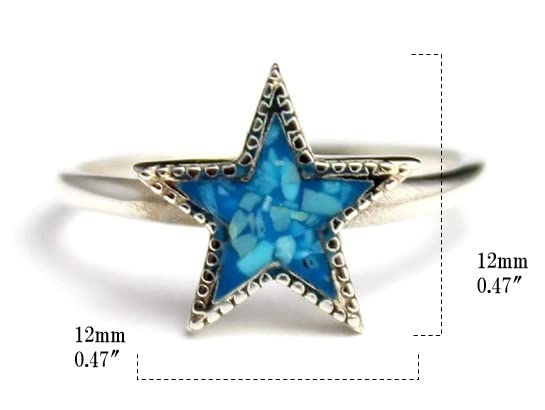 [World Accessories Carmelo] Star Turquoise Ring, Good Vibrations, Pentagram (15)