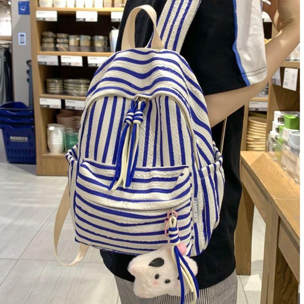 

Animal Cartoon Bear Stripe Backpack Graffiti Teenagers Stripe Shoulder Bag Men/Women
