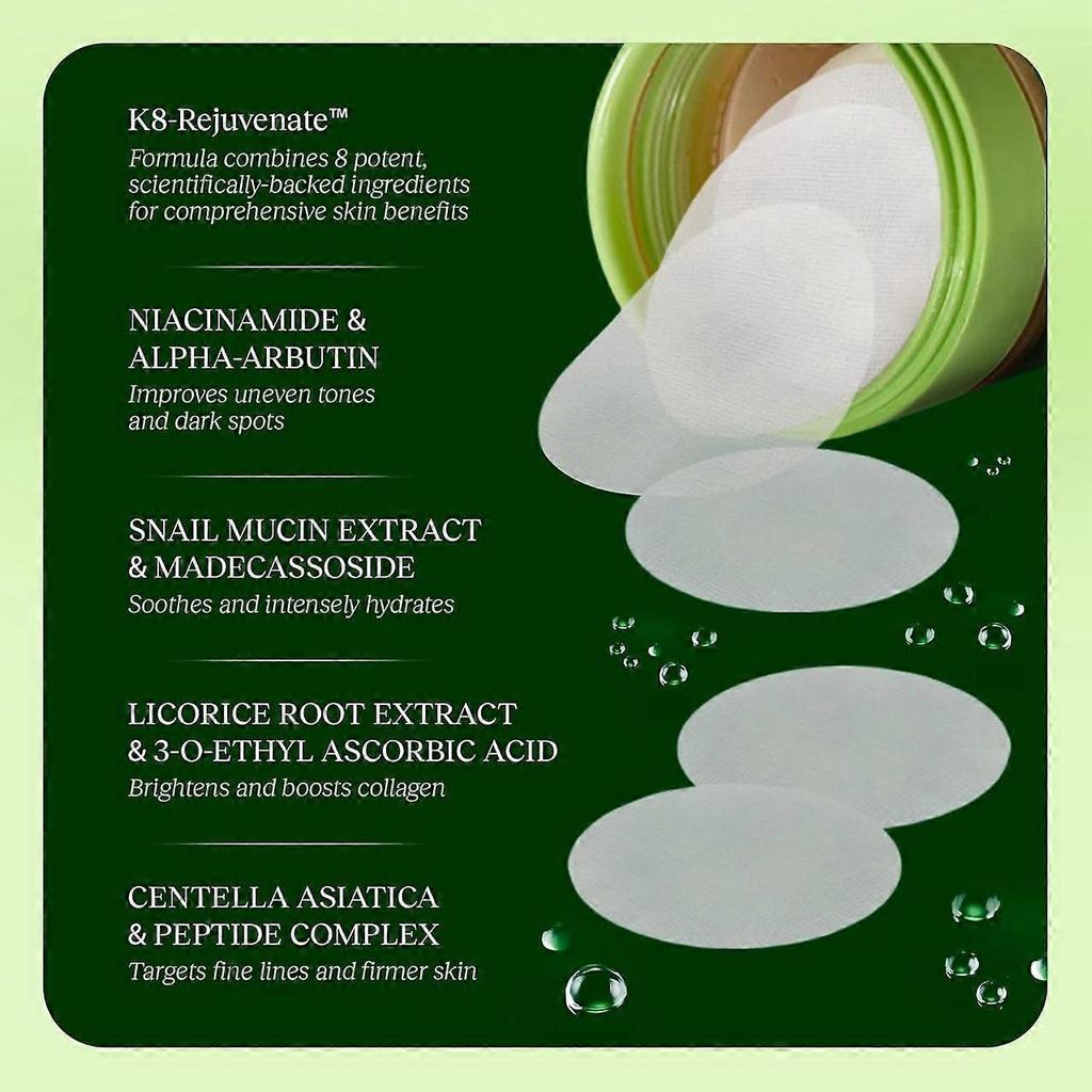 Jiyu Koreanische Hautpflege Anti-Aging Toner-Pads zur Minimierung von Pigmentflecken & Falten, Porenverfeinerung & Aufhellung, 60 Stück