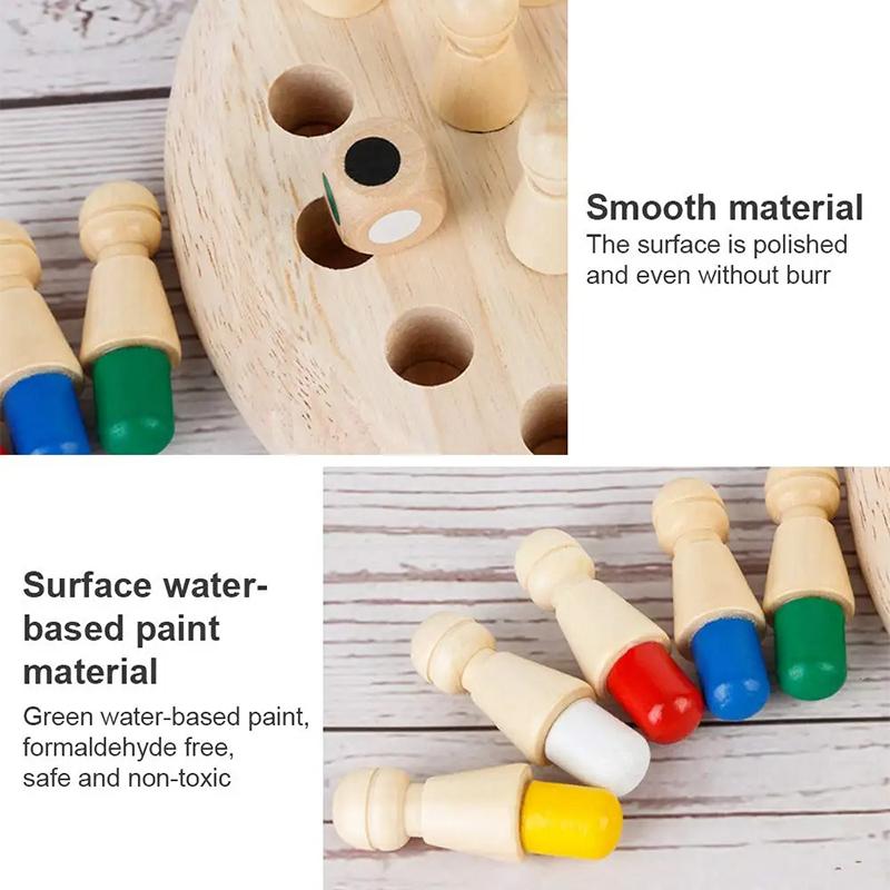 Wooden Memory Chess Board Color Memory Matching Brain Teasers Game@Learning Activities&Educational Montessori Toys*for Kids Gift