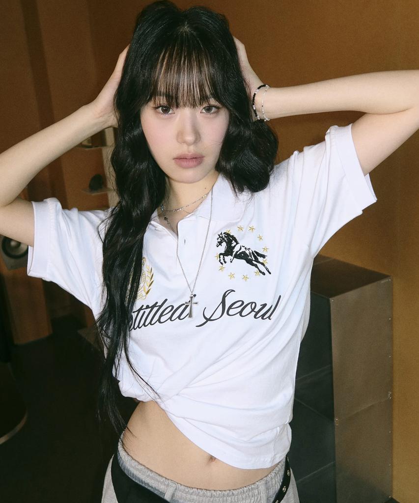 Eontaiteulseoul Untitled Crest Polo Cropped Short Sleeve White