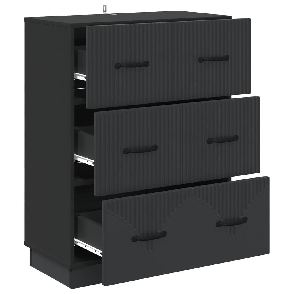 Drawer Cabinet Black 66 x 34.5 x 87 cm Particleboard